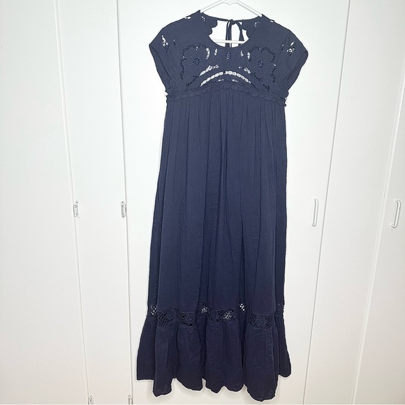 NWT FREE PEOPLE Cutwork Tee Maxi Dress In Evening Eclipse Size XS - Picture 4 of 10